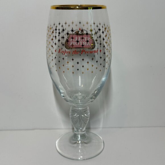 Stella Artois Glass with Gold Rim and Stars / Enjoy The Present Drinking Glass - Picture 3 of 8